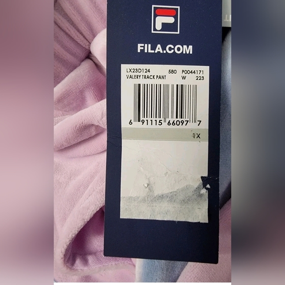 New Fila Valery Velour Track Pant 1X ORCHARD BOUQUET Drawstring NWT - Picture 4 of 12